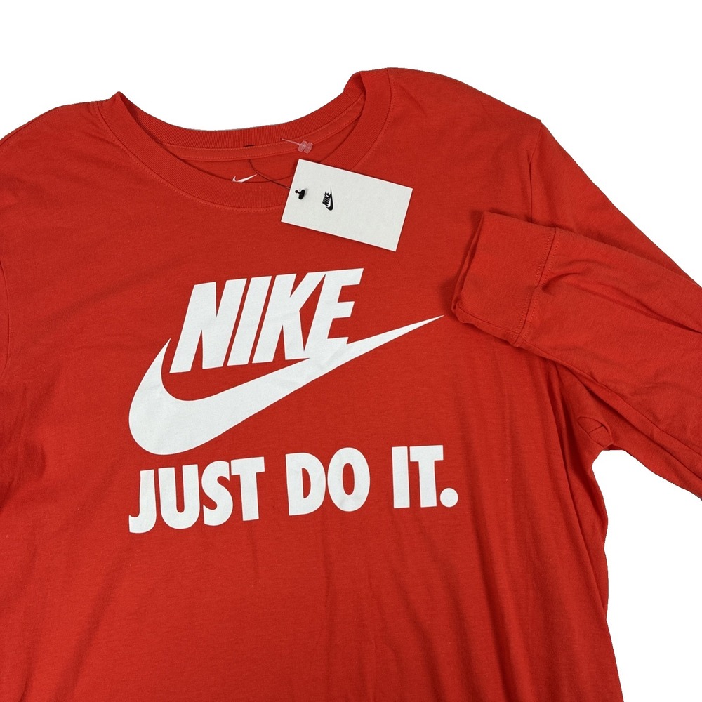 Nike The Nike Tee Just‎ Do It Swoosh Long Sleeve Orange Mens Size Large (NWT)